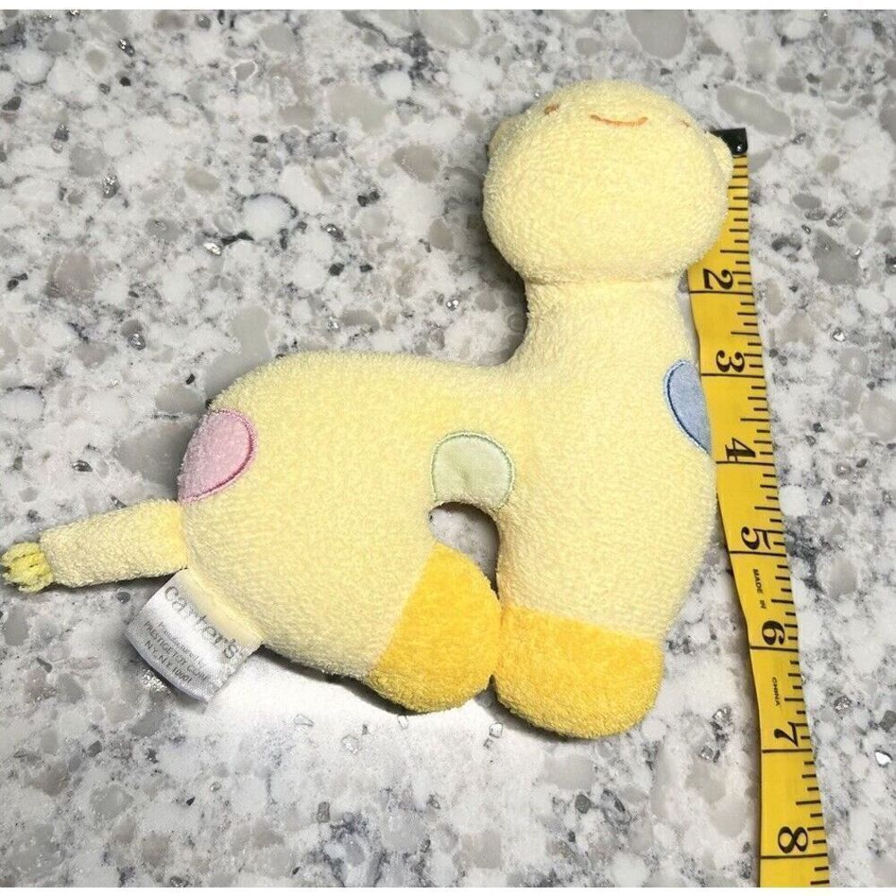 Vintage Baby Carters Giraffe Stuffed Plush Rattle Toy Blue Green Pink Spots - Picture 6 of 6
